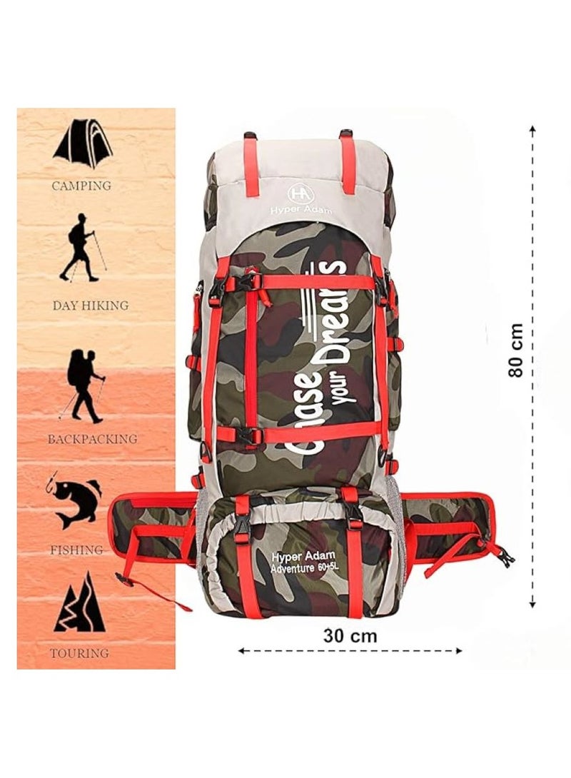 Hyper Adam TRAVEL BACKPACK FOR OUTDOOR SPORT HIKING TREKKING BAG CAMPING RUCKSACK - 65 L (CAMO) - Image 3