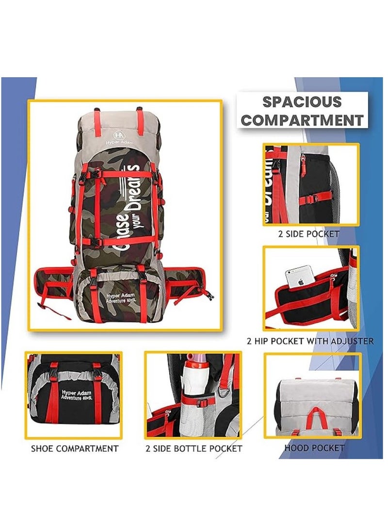 Hyper Adam TRAVEL BACKPACK FOR OUTDOOR SPORT HIKING TREKKING BAG CAMPING RUCKSACK - 65 L (CAMO) - Image 4