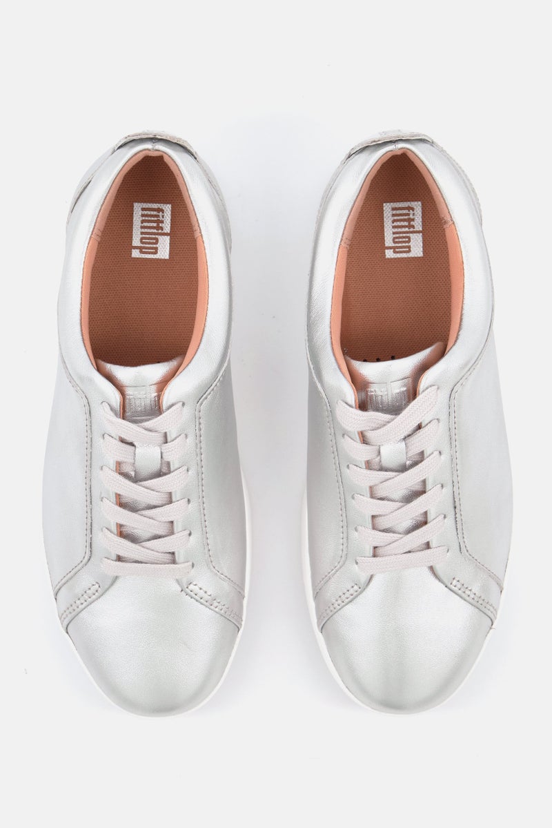 FitFlop Women Rally Sneakers Lace Up Casual Shoes, Silver - Image 4