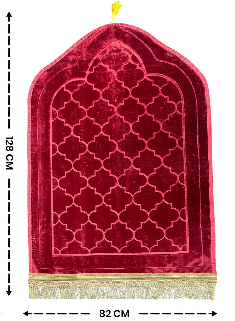 Jinou Prayer Mat with free namaz cap and tasbih beeds – Made With Premium Quality Turkish Velvet with Memory Foam – Ramadan Gift Prayer Rug for Men, Women and Grandparents and Kids. - Image 2