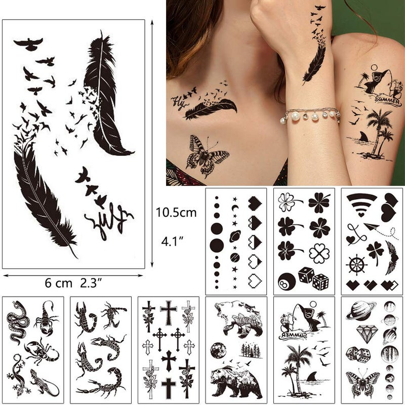 Glaryyears 30 Sheets Fake Black Tiny Temporary Tattoo, Hands Finger Words Tattoo Sticker for Men Women, Body Art on Face Arm Neck Shoulder Clavicle Waterproof - Image 3