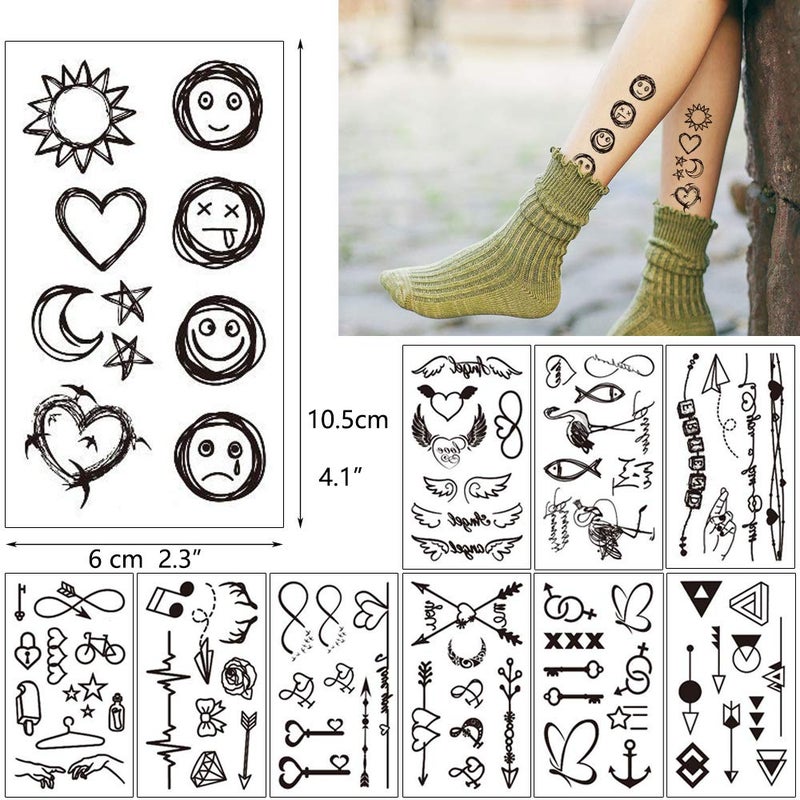 Glaryyears 30 Sheets Fake Black Tiny Temporary Tattoo, Hands Finger Words Tattoo Sticker for Men Women, Body Art on Face Arm Neck Shoulder Clavicle Waterproof - Image 5
