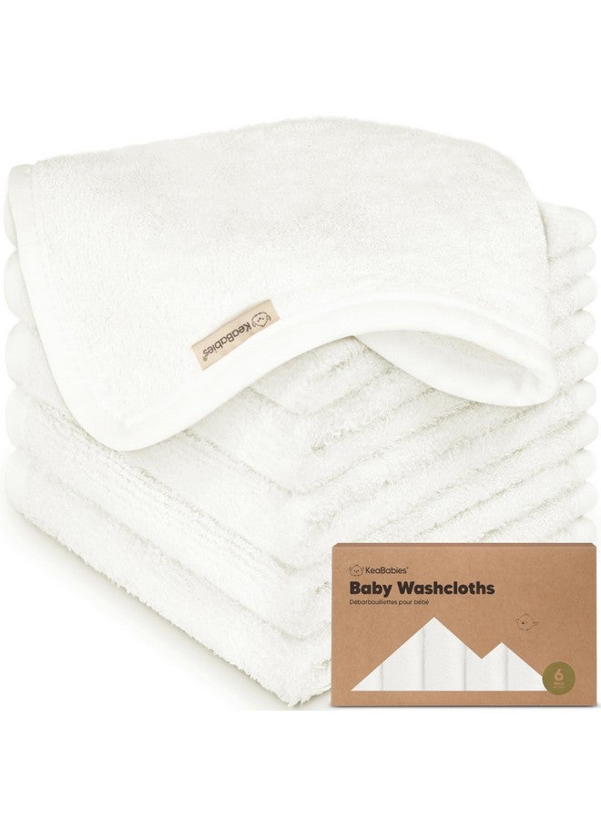 KeaBabies 6-Pack Baby Washcloths - Soft Viscose Derived From Bamboo Washcloth, Baby Wash Cloths, Baby Wash Cloth For Newborn, Kids, Bath Baby Towels, Face Towel, Face Cloths For Washing Face(White)