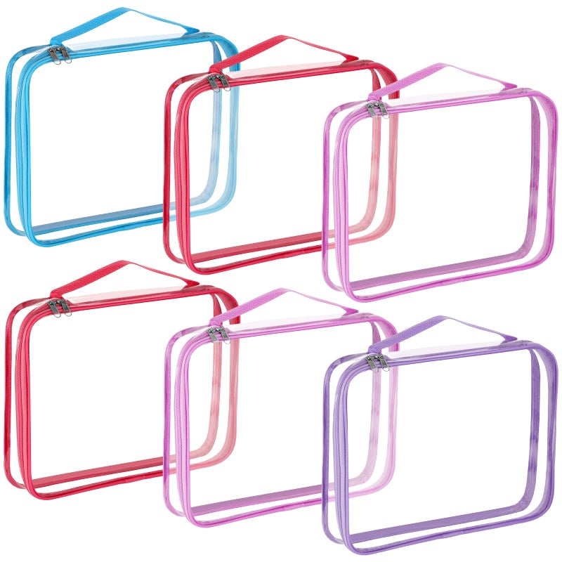 Sanwuta 6 Packs Toy Storage Bags PVC Clear Games Storage with Zipper Waterproof Container for Board Games Building Blocks Puzzles Small Toys and Kids BooksLargeCute Colors - Image 2