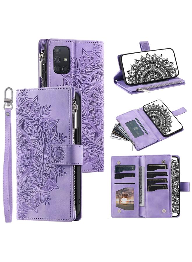 اس-توب جراب لهاتف Samsung Galaxy A51 4G جراب هاتف جلدي متعدد البطاقات بسحاب - Image 1