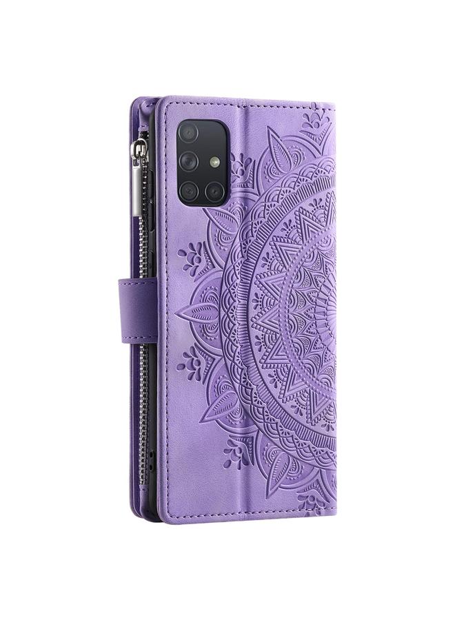 اس-توب جراب لهاتف Samsung Galaxy A51 4G جراب هاتف جلدي متعدد البطاقات بسحاب - Image 3