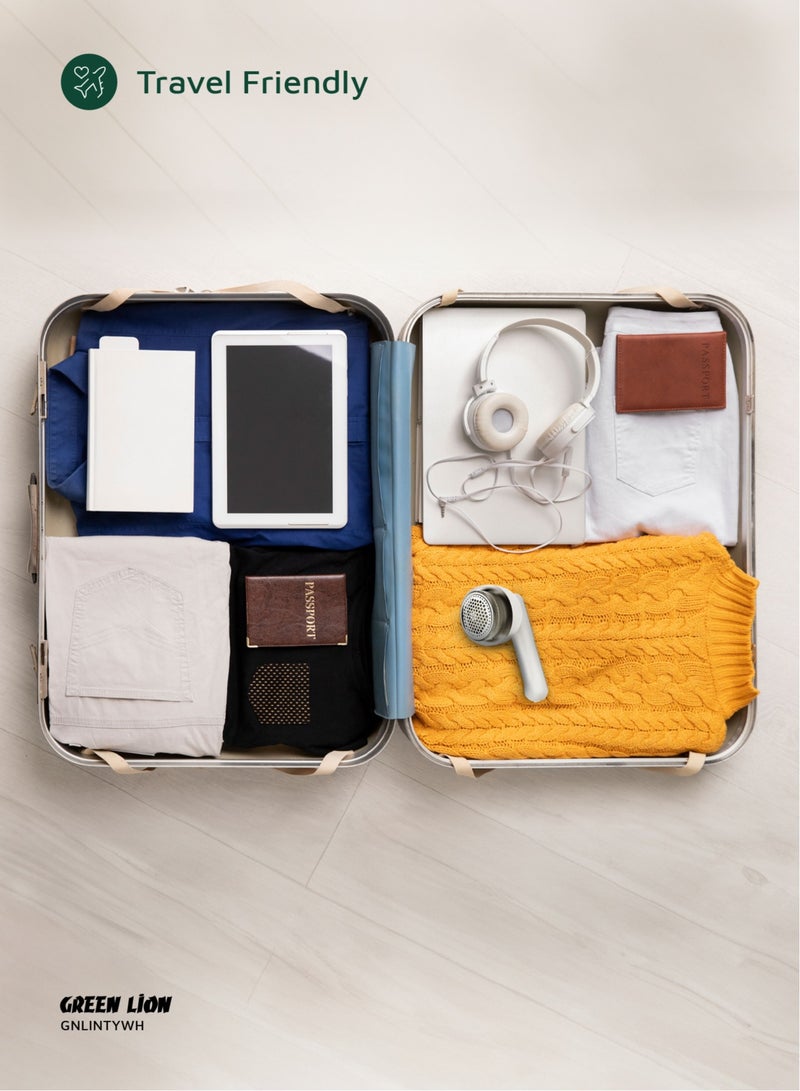 GREEN LION Lint Y Remover 7200 RPM with 30mL Lint Bin & LED Indicator / 1 Gear Speed / Travel Friendly / 6-Blade Motor / For Furniture, Bedding & Clothing / ABS Material / Safety Protection - White - Image 3