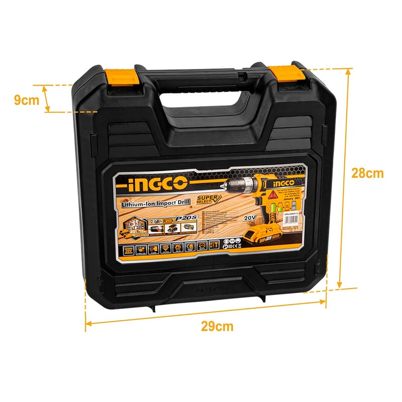 Ingco Cordless Impact Drill 45 NM Variable Speed 1811 With 2 Pcs Batteries ChargerWhite - Image 2