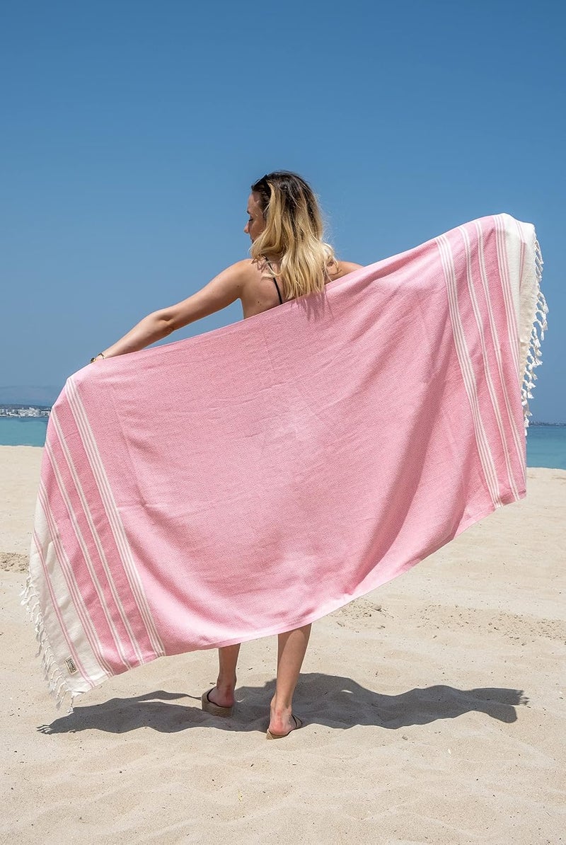 DEMMEX Certified Organic Turkish Cotton Soft Bath Towel - Luxury Oversized Peshtemal for Bathroom, Bath Sheet - Lightweight Quick-Drying Beach Towel - Prewashed, Diamond Weave, 180x90 cm - Image 3