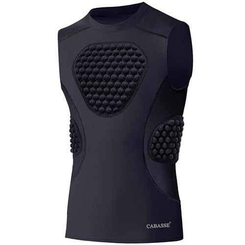 Cabasse Youth Padded Protective Shirt Chest Rib Protector Heart Guard Sternum Shirt for Football Paintball Baseball Black Small - Image 1