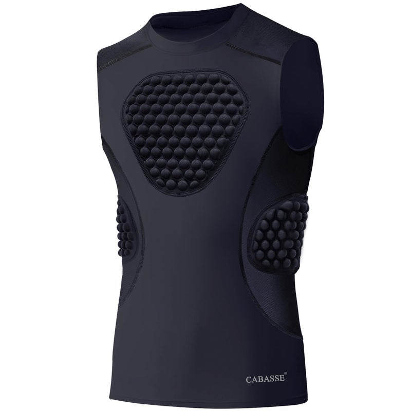 Cabasse Youth Padded Protective Shirt Chest Rib Protector Heart Guard Sternum Shirt for Football Paintball Baseball Black Small - Image 2