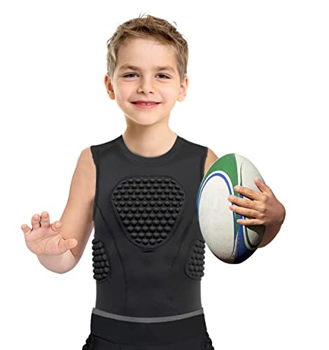 Cabasse Youth Padded Protective Shirt Chest Rib Protector Heart Guard Sternum Shirt for Football Paintball Baseball Black Small - Image 3