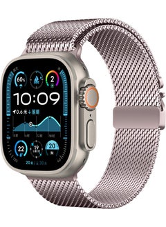 ZORE Apple Watch Ultra 49MM KRD-121 Metal Mesh Strap-Pink 