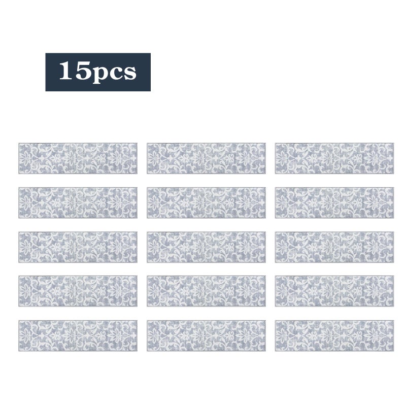 La Home سجاد درجات السلم من لاهوم، 15 قطعة، 8" × 30"، سجاد غير قابل للانزلاق للدرجات الخشبية الداخلية، سجاد ناعم قابل للغسل لدرجات السلم، سجاد شرقي للسلالم للأطفال والحيوانات الأليفة وكبار السن (15 قطعة، رمادي) - Image 2