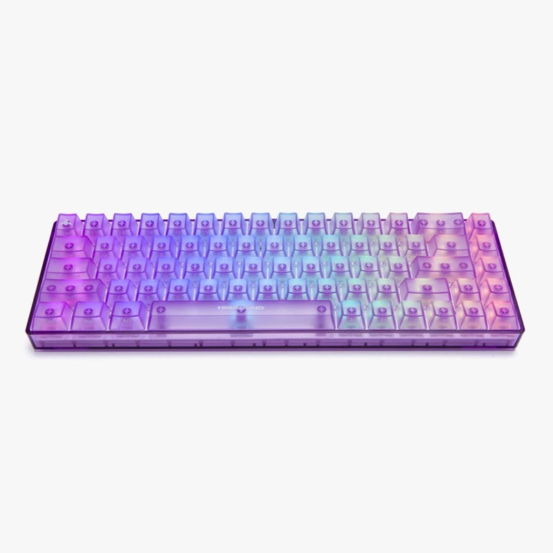 Higround Crystal Amethyst Basecamp 65 Mechanical USB Wired Gaming Keyboard White Flame Switches Programable RGB TransparentTranslucent HotSwappable Deep Thock Creamy Sounding PC Keyboard