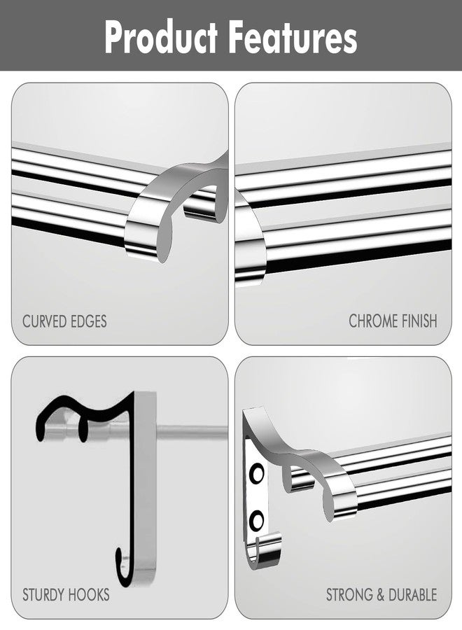 Pivalo Towel Rod Wall Mounted Double Aluminium Rail Napkin Holder Multipurpose Hanger Stand Bathroom Accessories Bar for Home Kitchen Washroom (Pack of 1, Silver) - Image 2
