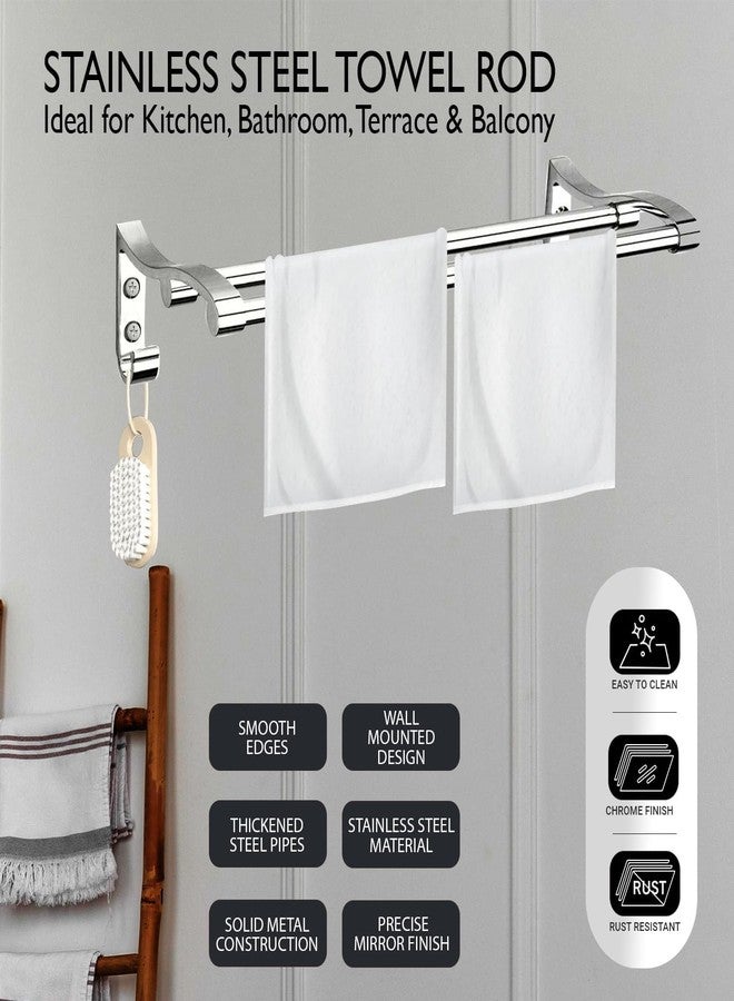 Pivalo Towel Rod Wall Mounted Double Aluminium Rail Napkin Holder Multipurpose Hanger Stand Bathroom Accessories Bar for Home Kitchen Washroom (Pack of 1, Silver) - Image 4