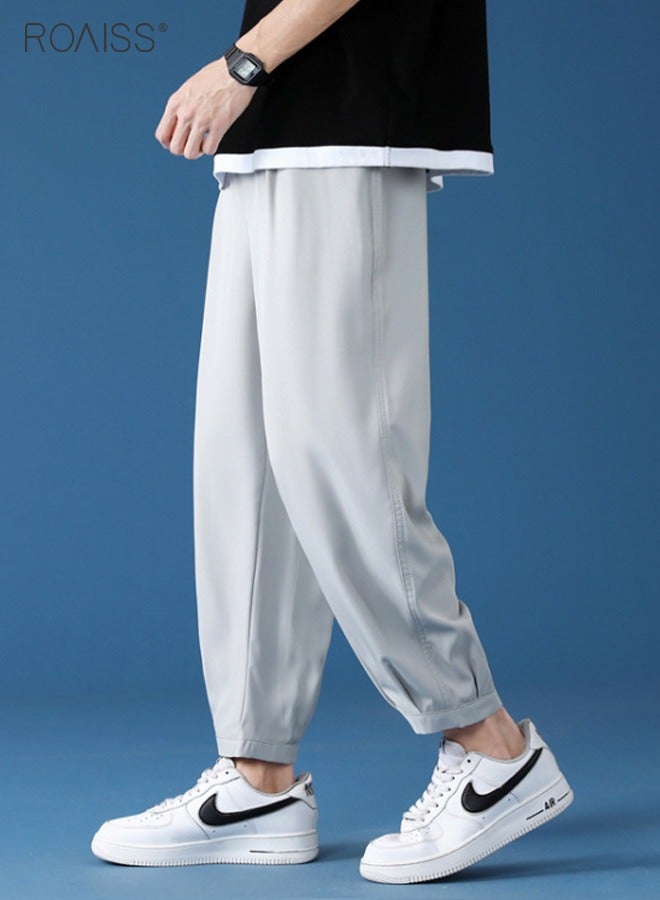 roaiss Mens Silk Joggers Light Weight Sweatpants Trouser Running Pants Japanese Streetwear Pants - Image 4