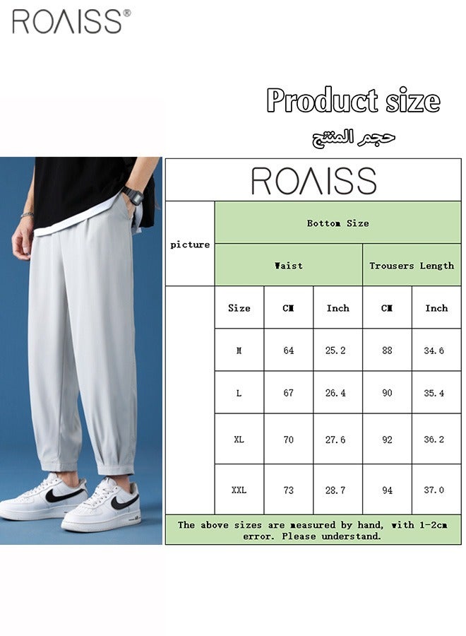 roaiss Mens Silk Joggers Light Weight Sweatpants Trouser Running Pants Japanese Streetwear Pants - Image 2