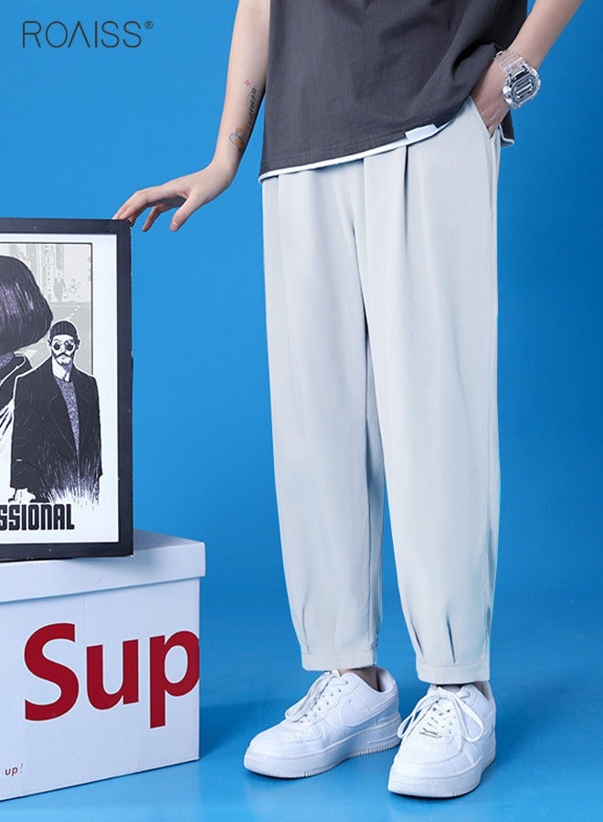 roaiss Mens Silk Joggers Light Weight Sweatpants Trouser Running Pants Japanese Streetwear Pants - Image 1