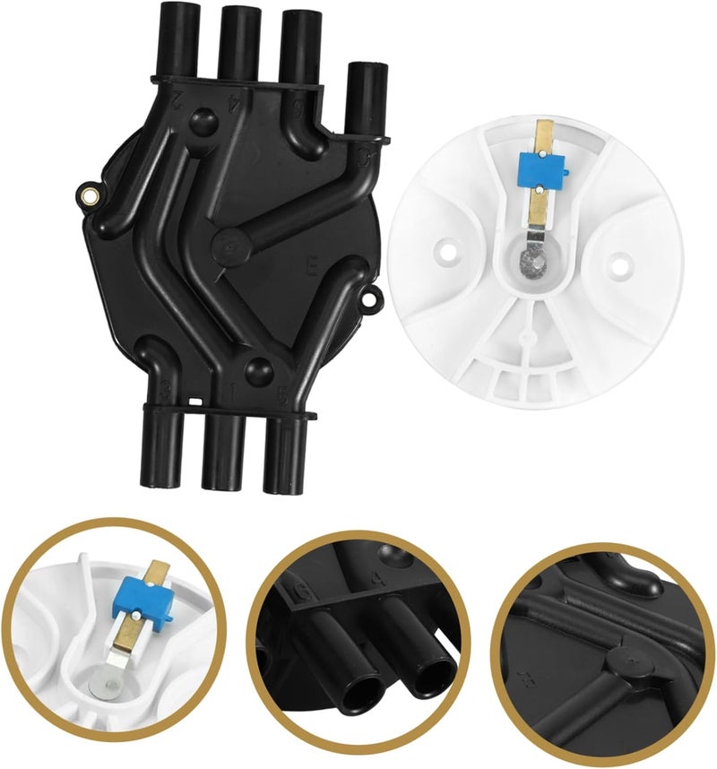 Luxshiny 1 Set Ignition Distributor Cap Abs Black Rotor Distributor Cap Cap and Rotor Kit - Image 4