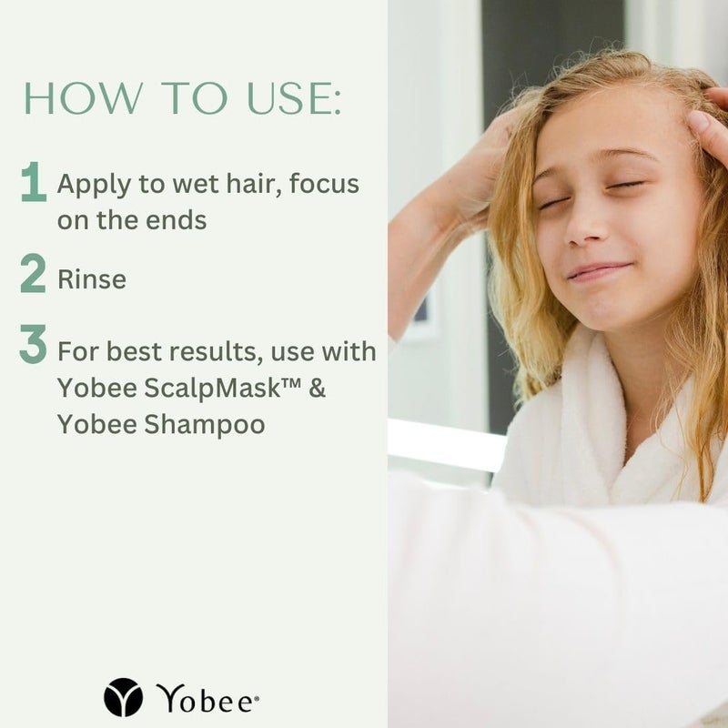 Yobee Naturally Nourishing Hair Conditioner - Dry, Itchy Scalp & Dandruff Relief - Hydrating w/Probiotic extracts, Honey, Turmeric, Vitamin B12, Coconut & Avocado Oil - Adults and Children (1) - Image 4