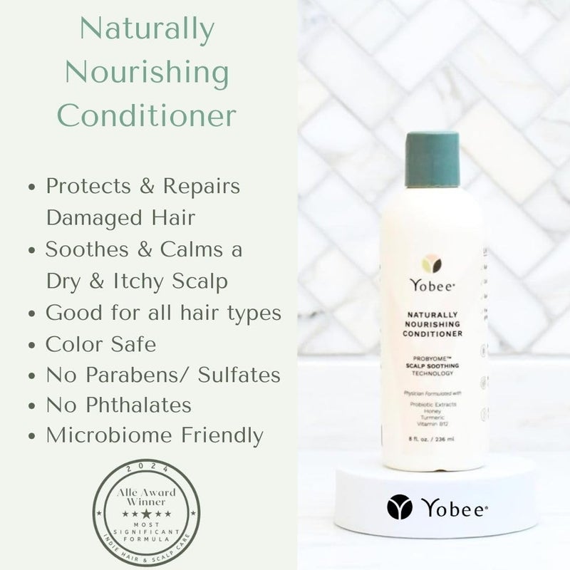 Yobee Naturally Nourishing Hair Conditioner - Dry, Itchy Scalp & Dandruff Relief - Hydrating w/Probiotic extracts, Honey, Turmeric, Vitamin B12, Coconut & Avocado Oil - Adults and Children (1) - Image 2