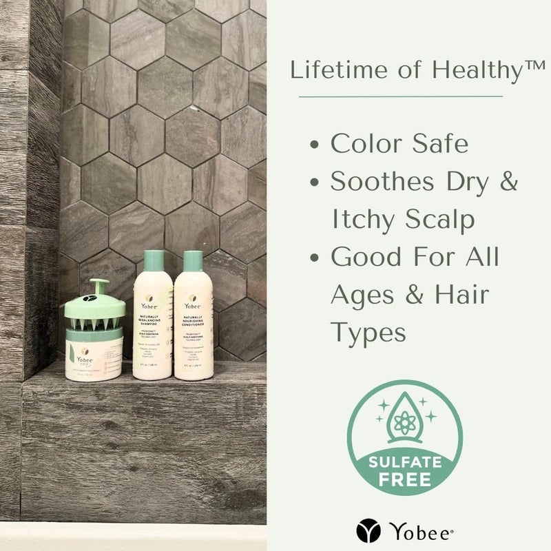 Yobee Naturally Nourishing Hair Conditioner - Dry, Itchy Scalp & Dandruff Relief - Hydrating w/Probiotic extracts, Honey, Turmeric, Vitamin B12, Coconut & Avocado Oil - Adults and Children (1) - Image 5