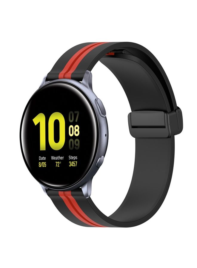 Replacement Strap For Samsung Galaxy Watch Active 2 44mm 20mm Folding Magnetic Clasp Silicone Watch Band Black+Red 
