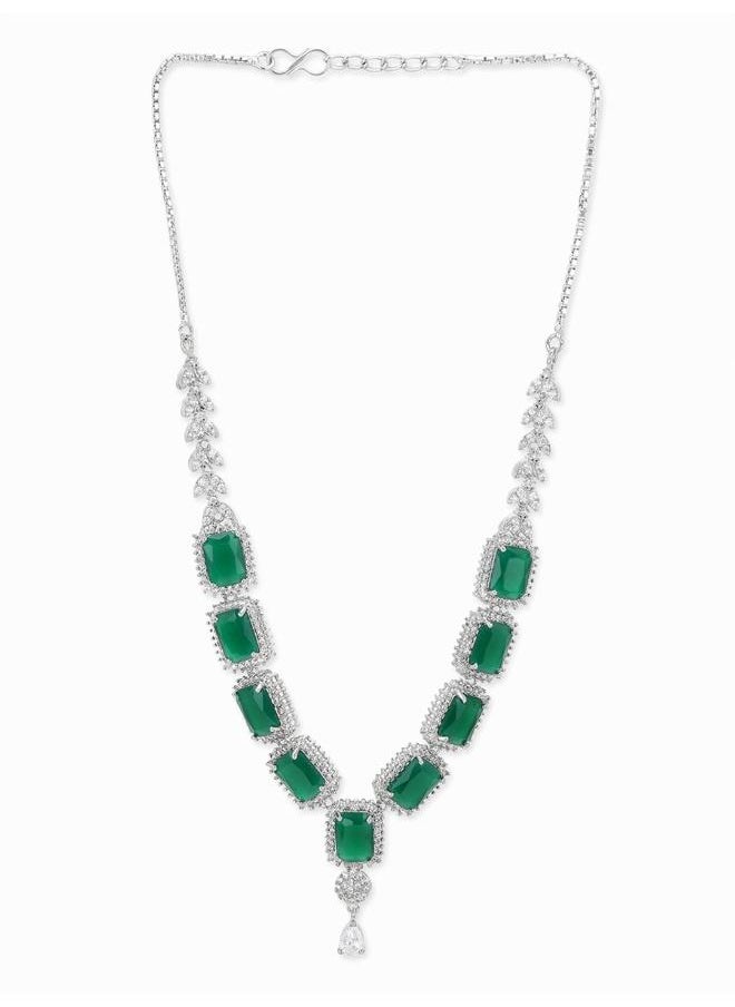 VOYLLA - Sparkling Elegance Green Stones Necklace Sets - Image 1