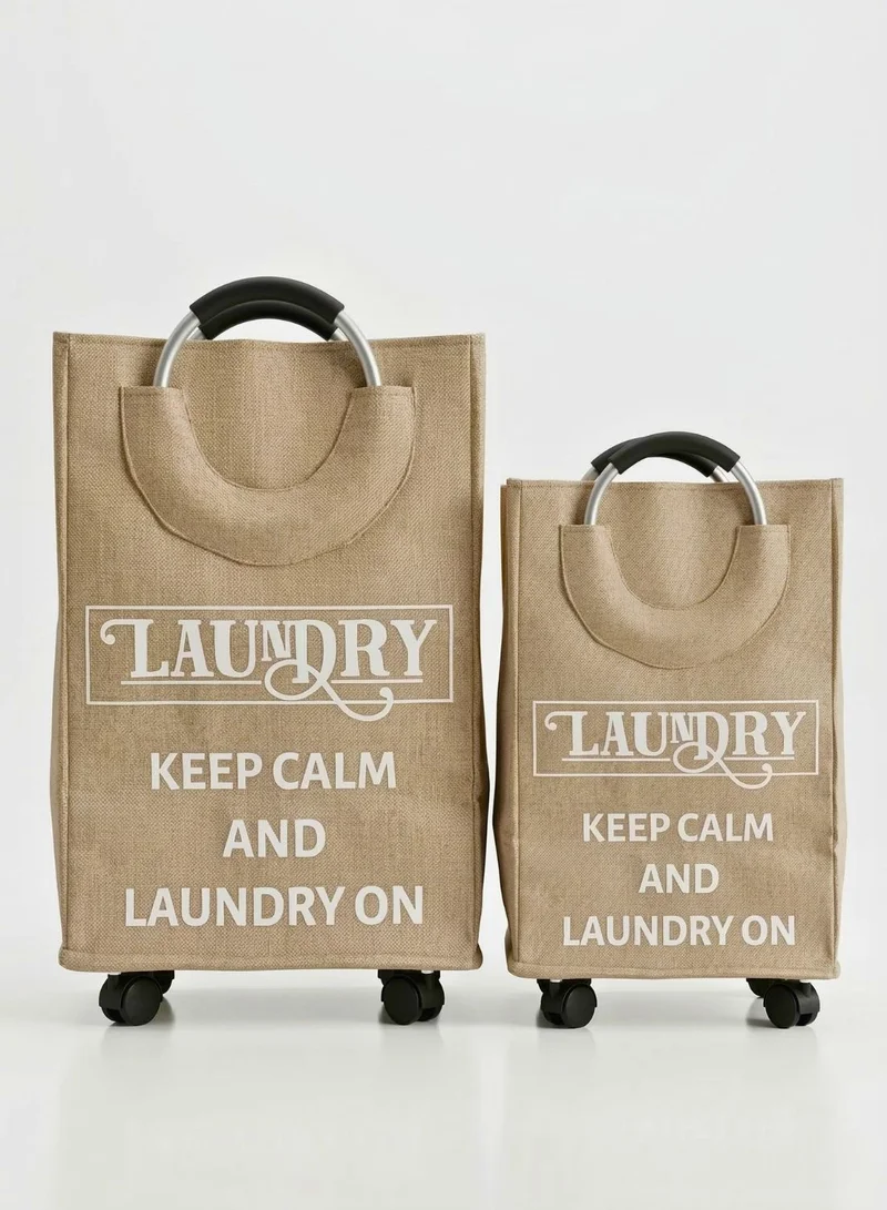 1Chase Beige - 70L Rolling Laundry Basket 70L – Foldable Fabric Clothes Hamper with Wheels & Aluminium Handles (Beige)  | Best Price UAE