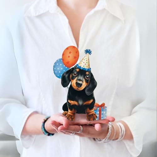 Freshcut Paper Pop Up Cards, Mini Birthday Puppy, 6 Inch Mini Sized 3D Dog Gifts, Popup Greeting Card, Birthday Cards, Paper Dog Cards, Blank Notecard & Envelope - Image 1