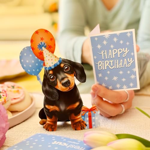 Freshcut Paper Pop Up Cards, Mini Birthday Puppy, 6 Inch Mini Sized 3D Dog Gifts, Popup Greeting Card, Birthday Cards, Paper Dog Cards, Blank Notecard & Envelope - Image 5