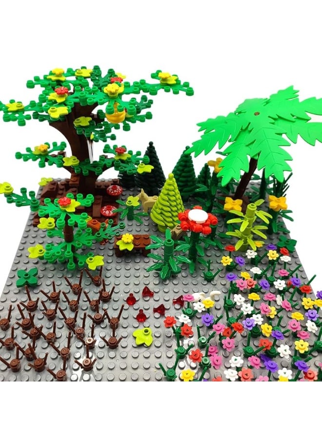 ZHX Garden Park Building Block Parts Botanical Scenery Accessories Plant Set Building Bricks Toy Trees Flowers Compatible All Major Brands (Without Baseplate)  - Image 2