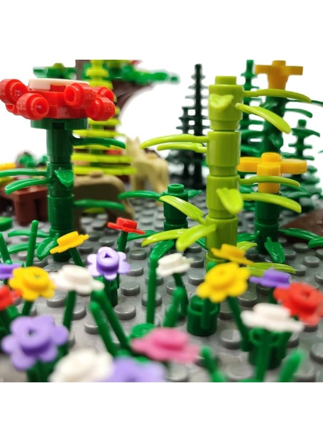 ZHX Garden Park Building Block Parts Botanical Scenery Accessories Plant Set Building Bricks Toy Trees Flowers Compatible All Major Brands (Without Baseplate)  - Image 1