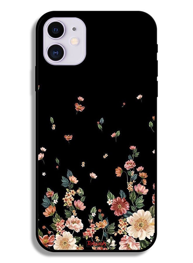 Tolwak Apple iPhone 11 Protective Case Small Flowers In Bottom - Image 2