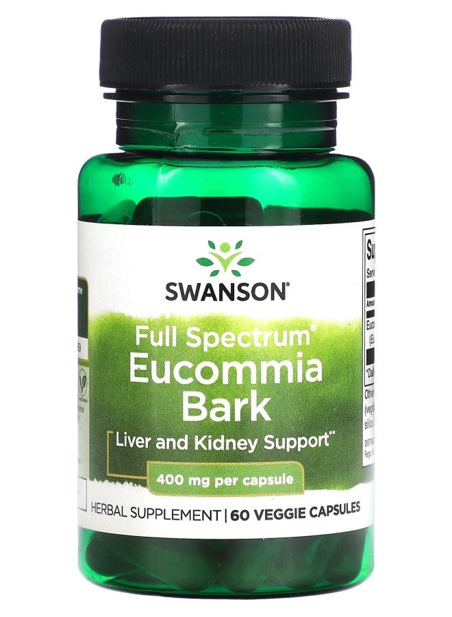 SWANSON Full Spectrum Eucommia Bark 400 mg  60 Veggie Capsules - Image 1