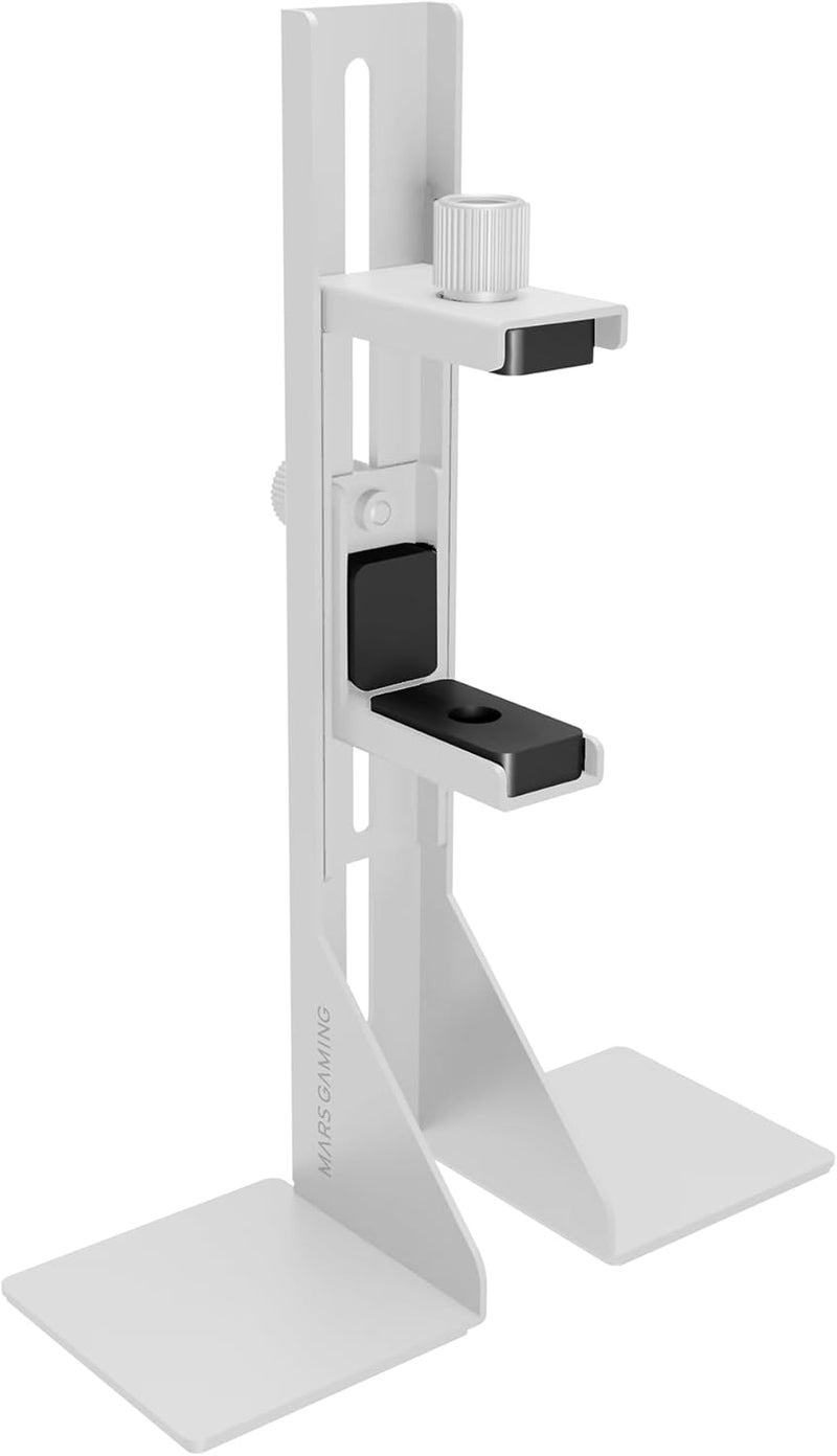 MARS GAMING MCA-GCBPRO GPU Mount, Vertical and Horizontal GPU Support, Non-Slip Magnetic Base, Robust Steel Structure, Universal Adjustable Clamp, White - Image 1