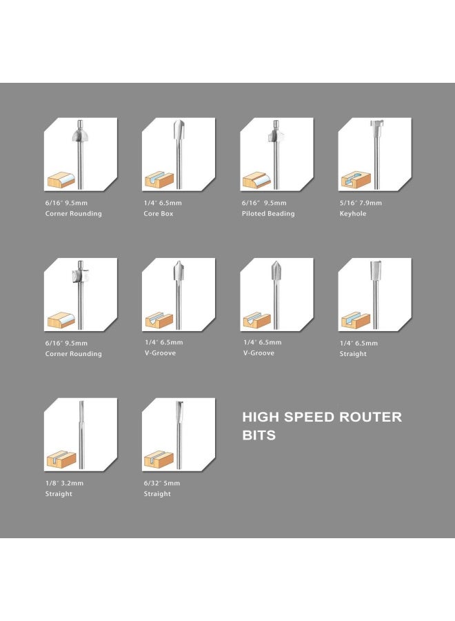 Spta  HSS Router Carbide Engraving Bits for DIY Woodworking Carving Engraving Drilling 10 Pieces  - Image 4