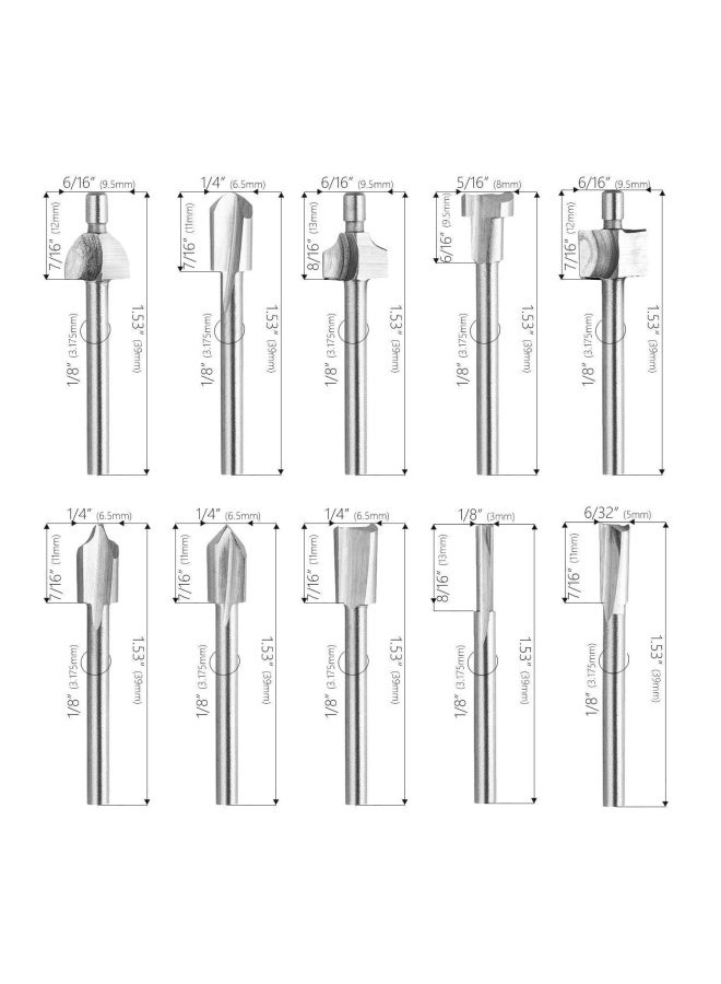 Spta  HSS Router Carbide Engraving Bits for DIY Woodworking Carving Engraving Drilling 10 Pieces  - Image 2