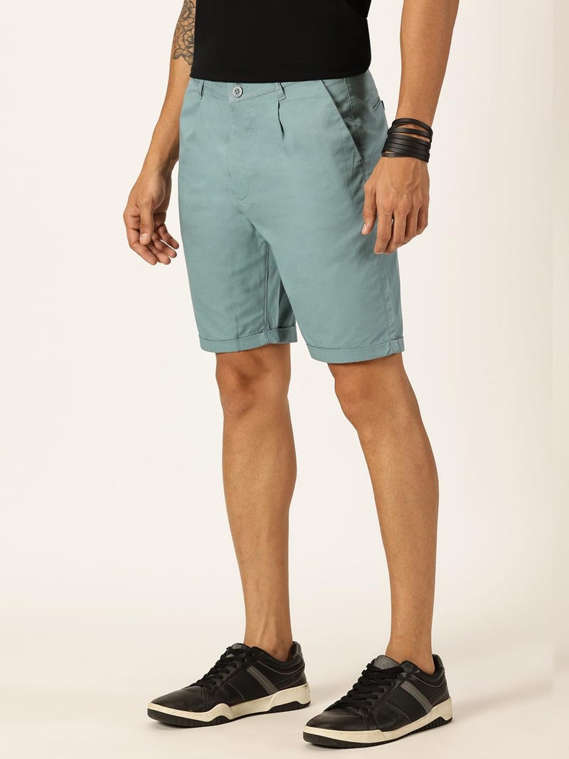 Thomas Scott Men 100% Cotton Smart Chino Shorts (TSS038_Midblue, 32) - Image 2