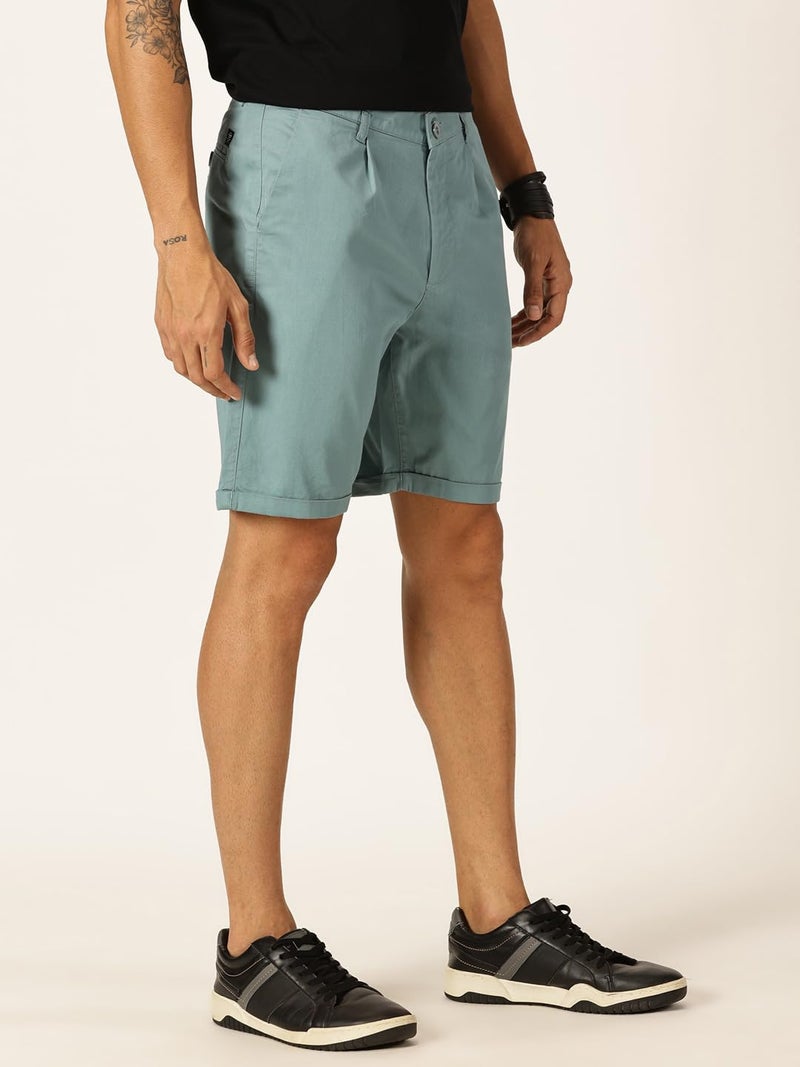 Thomas Scott Men 100% Cotton Smart Chino Shorts (TSS038_Midblue, 32) - Image 3