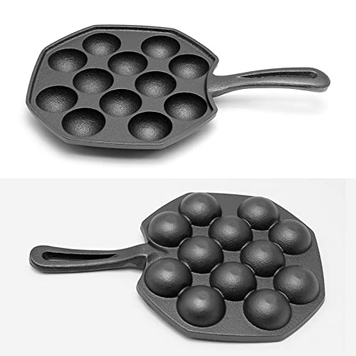 Anxingo Cast Iron Takoyaki Pan - 12 Hole Heavy Duty Square Cooking Plate Octopus Ball Maker 1.5" Half Sphere Takoyaki Maker for Baking Cooking - Image 4