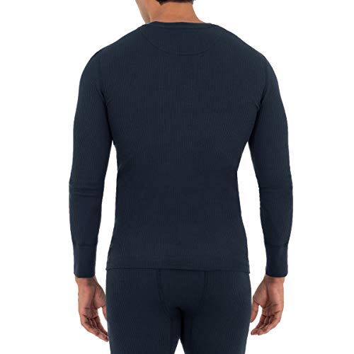 Fruit of the Loom Men's 2-Pack Recycled Waffle Thermal Underwear Crew Top, Black/Navy, Medium - Image 4