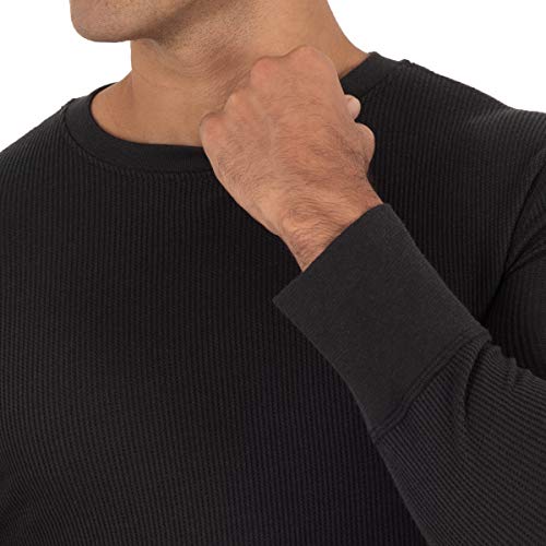 Fruit of the Loom Men's 2-Pack Recycled Waffle Thermal Underwear Crew Top, Black/Navy, Medium - Image 5