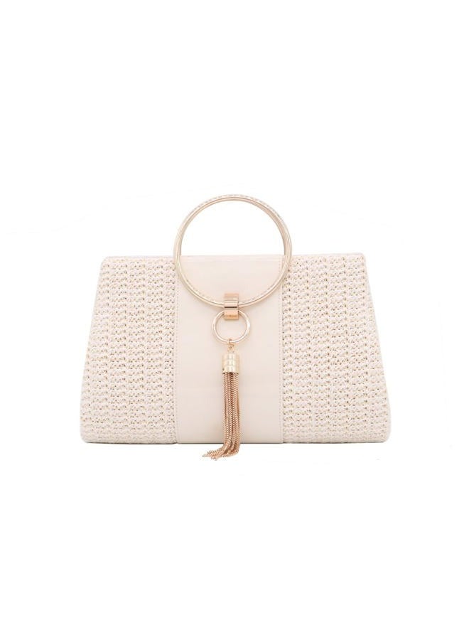 Magnitt Women Straw Bag Evening Clutch Purse Elegant Handbags Formal Party Clutches Purses for Wedding/Prom/Cocktail (White A) - Image 1