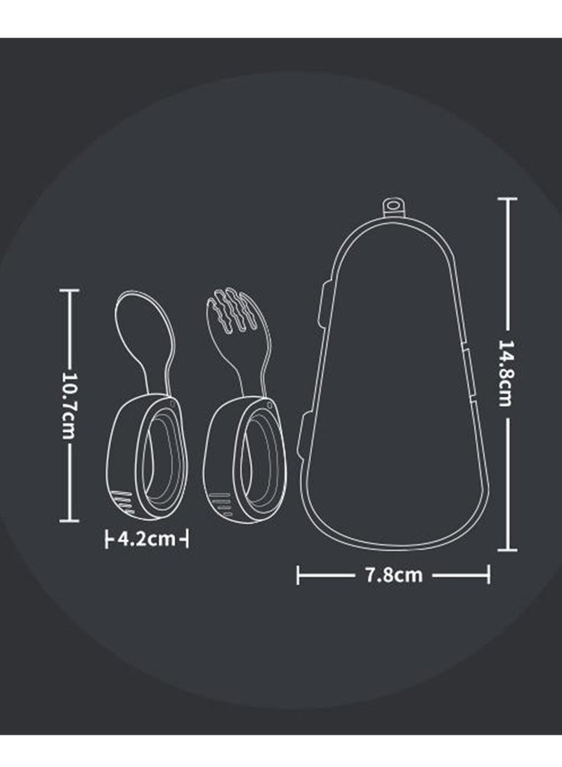 2pcs Baby stainless steel round handle fork and spoon set training food spoon silicone short handle extended fork and spoon  - Image 5