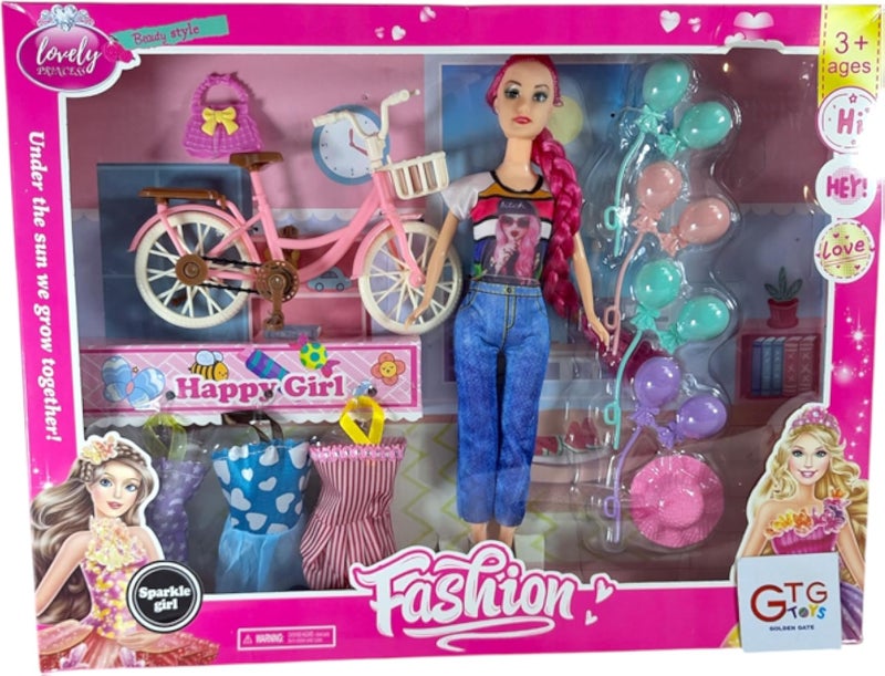 Mini Girls Fashion Doll with Wheel and Dresses Set, by gtgtoys