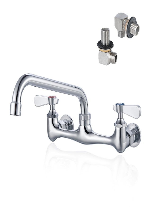 Phivan Commercial Kitchen Faucet 8 Inch Center Wall Mount Commercial Sink Faucet with 8 Inch Swivel Spout 2 Dual Handle Laundry & Utility Room Sink Faucets Restaurant Industrial Chrome Mixer Tap - Image 1