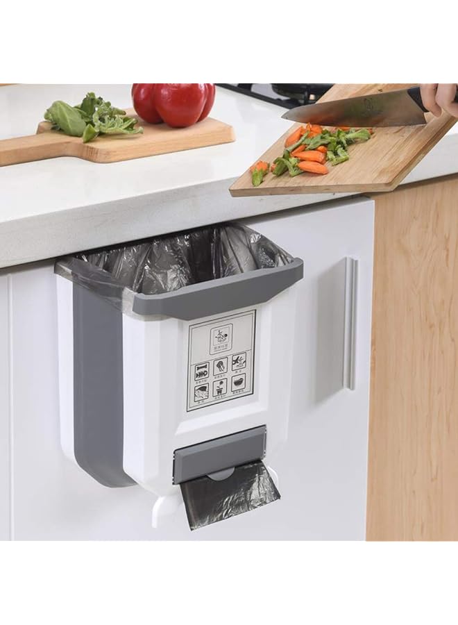 U-HOOME Kitchen Adjustable Hanging Trash Container Car can Cabinet Organizer Garbage Box Desktop Small Compact Expandable, ARTC3238-White - Image 2